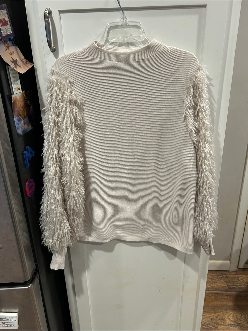 Sioni Milano Beige Ribbed Knit Top